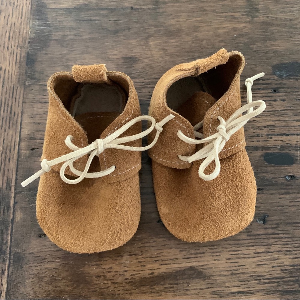 Locally handmade leather booties in brown size 2
